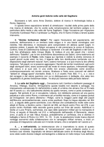 Antiche genti italiche nella valle del Sagittario Buonasera a tutti
