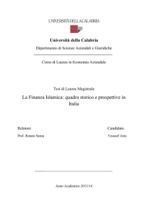 La Finanza Islamica: quadro storico e prospettive in Italia
