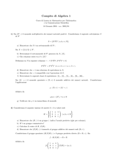 Compito di Algebra 1 - Matematica e Informatica