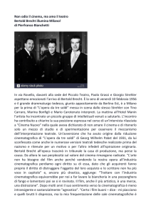 Non odio il cinema, ma amo il teatro Bertold Brecht illumina Milano
