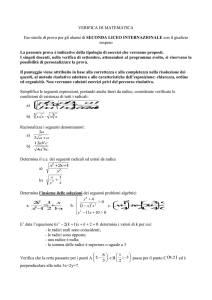 Prova in uscita classe seconda Matematica