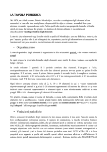 la tavola periodica - Progetto e