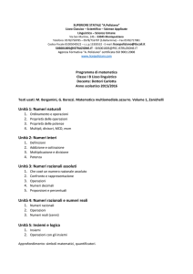 Unità 1: Numeri naturali Unità 2: Numeri interi Unità 3: Numeri