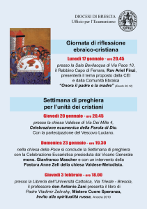 Giornata di riflessione ebraico-cristiana Settimana di preghiera per l