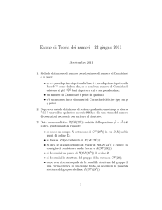 Esame di Teoria dei numeri