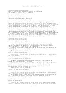 Scheda del Corso di Statistica Matematica DT0030