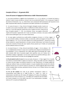 Compito di Fisica 1 - 15 gennaio 2013 Corso di Laurea in
