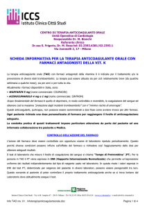 SCHEDA INFORMATIVA PER LA TERAPIA ANTICOAGULANTE