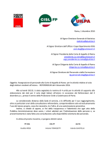 Roma, 1 dicembre 2016 Al Signor Direttore Generale di Statistica