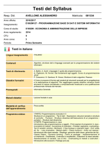 PROGRAMMAZIONE BASE DI DATI E SISTEMI INFORMATIVI