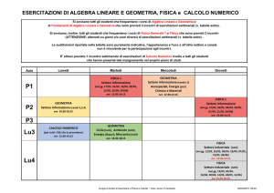 Tabella delle esercitzioni di Algebra Lineare, Geometria, Fisica e