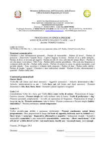Funzioni comunicative Contenuti grammaticali