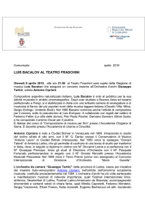 LUIS BACALOV AL TEATRO FRASCHINI