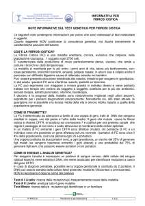 INFORMATIVA PER FIBROSI CISTICA NOTE INFORMATIVE SUL
