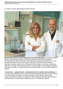 Sperimentata a Siena una cura senza chemioterapia