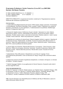 Programma Preliminare Calcolo Numerico