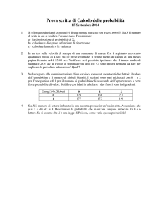 Prova scritta di Calcolo delle probabilità