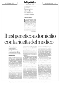 Il test genetico a domicilio con la ricetta del medico