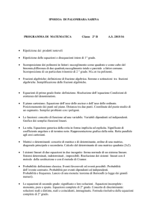 PROGRAMMA DI MATEMATICA Classe 2° A                 A