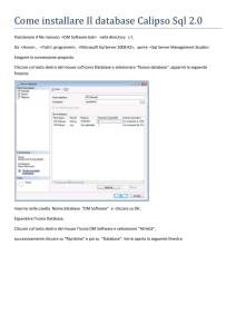 Come installare Il database Calipso Sql 2.0