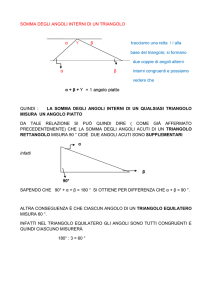 SOMMA DEGLI ANGOLI INTERNI DI UN TRIANGOLO α Y β