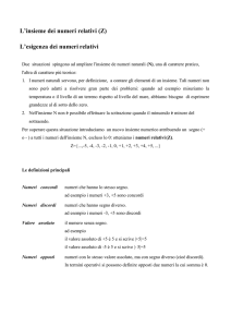 L`insieme dei numeri relativi