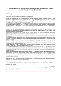 Il primo messaggio dell`Arcivescovo eletto Luigi ai fedeli della