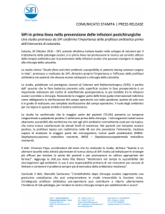 SIFI in prima linea nella prevenzione delle infezioni