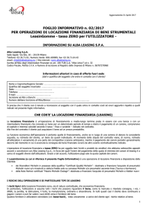 Foglio informativo per operazioni di locazione finanziaria di beni