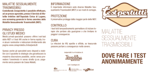 malattie sessualmente trasmissibili dove fare i test anonimamente