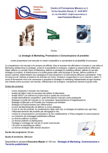Le strategie di Marketing, Promozione e Comunicazione di prodotto
