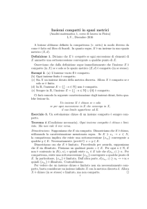Insiemi compatti in spazi metrici