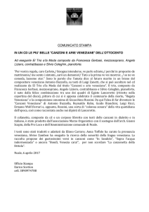 COMUNICATO STAMPA IN UN CD LE PIU