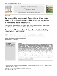 Le eosinofilie polmonari. Descrizione di un caso clinico di polmonite