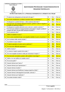 Questionario per sedazione in Endoscopia