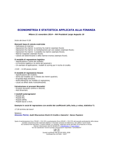 ECONOMETRIA E STATISTICA APPLICATA ALLA FINANZA