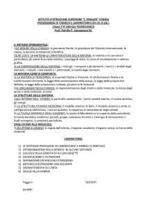 FOGGIA PROGRAMMA DI CHIMICA E LABORATORIO (2h+1h di lab.)