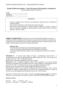 Esame di Microeconomia – Corso di Laurea in Economia e
