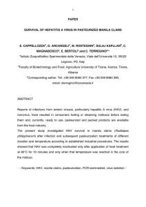 Survival of Hepatitis A Virus in Pasteurized Manila Clams