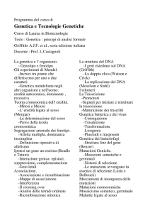 Genetica e Tecnologie Genetiche