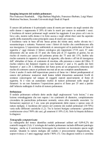 Imaging integrato del nodulo polmonare Pier Francesco Rambaldi