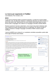 La ricerca per argomento in PubMed