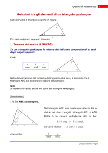 Relazioni tra gli elementi di un triangolo qualunque