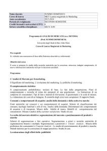 Analisi di mercato - MKT- Prof. Summo Domenico