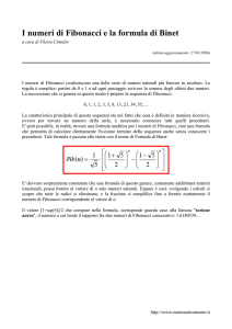 I numeri di Fibonacci e la formula di Binet