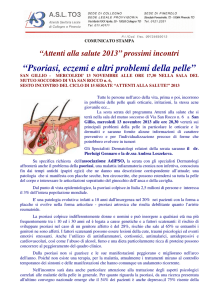 “Psoriasi, eczemi e altri problemi della pelle”