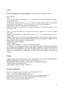 Numeri Possibili collegamenti con altre discipline