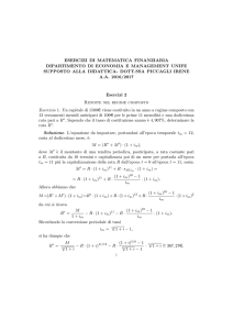 ESERCIZI DI MATEMATICA FINANZIARIA DIPARTIMENTO DI