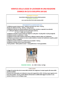 legge di lavoisier in una reazione chimica in cui si sviluppa un gas