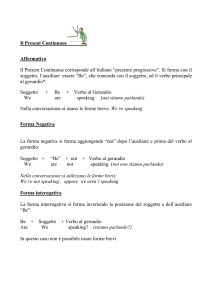 Il Present Continuous Affermativo Il Present Continuous corrisponde